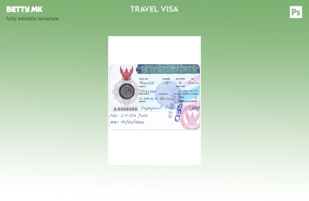 Шаблон за верзија на туристичка виза за Тајланд во модерен стил